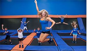 People in trampoline park